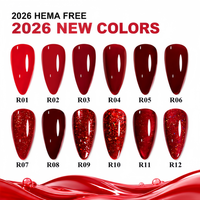 Vernis à ongles professionnel en gros, 15 ml, ensemble de couleurs rouges, paillettes, longue durée, semi-permanent, vernis gel UV