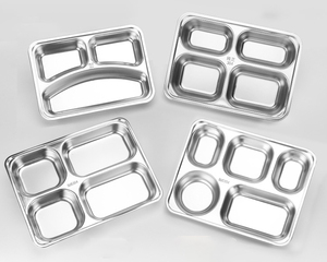 Plateau repas divisé en acier inoxydable, écologique, 5 sections, empilable, avec couvercle facile à nettoyer, pour étudiants et adultes - Product Image 2