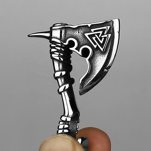 MECYLIFE-colgante de acero inoxidable con diseño escandinavo para hombre, collar con diseño de hacha de batalla vikinga - Product Image 2