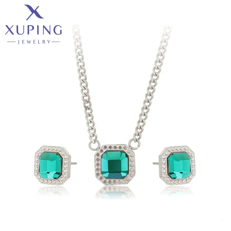 YXS-633 xuping jewelry fashion stainless steel color elegant luxury set women necklace EU restricted sale earring jewelry set