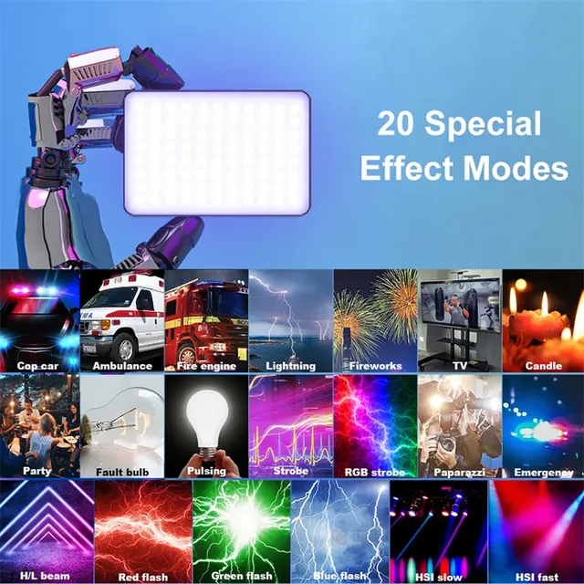 RGB Full Color Led Panel Video Light Pad192 120degree Adjustment Lights Lamp for Digital Photo Studio DSLR Camera Lighting