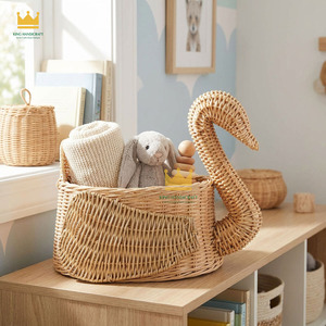 Handmade Natural Swan Shaped <b>Rattan</b> Toy <b>Storage</b> <b>Basket</b> for Kids Room Nursery Decor and Home Organization - Product Image 4