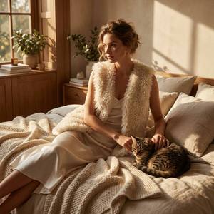 Gilet en fausse <span class=keywords><strong>fourrure</strong></span> de mouton écologique pour femmes, ultra-doux, en sherpa thermique, polyvalent pour superposer en hiver - Product Image 6