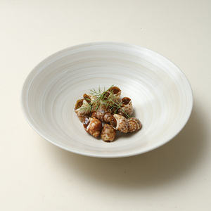 Plato de Servir de Cerámica Redondo Hecho a Mano, Vajilla Retro de Color Sólido para Comer - Product Image 4