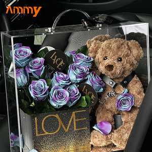 AM-PFE75 Ammy Scatola <span class=keywords><strong>di</strong></span> Fiori Immortali Regalo per <span class=keywords><strong>San</strong></span> <span class=keywords><strong>Valentino</strong></span> e Capodanno Rosa Stabilizzata Orsacchiotto Giardino in Acrilico per la Festa della Mamma - Product Image 6