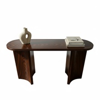 Table console ovale de luxe en bois de frêne massif, meuble moderne pour entrée et couloir de villa
