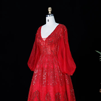 Robe de soirée formelle de luxe pour femme Lsz057, ornée de perles, manches longues bouffantes, paillettes scintillantes, robe de mariée, Jancember