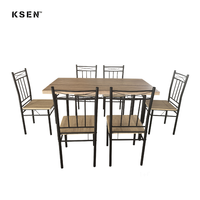 Ensemble de table à manger en promotion avec 4 chaises, cadres métalliques et planches MDF+PVC pour cuisine et salon TC0248A
