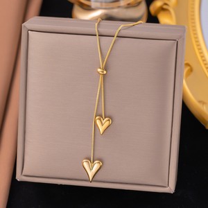 Collar con Colgante de Corazón Dorado, Ajustable, de Acero Inoxidable, Estilo Hip-Hop Único, Versátil - Product Image 5
