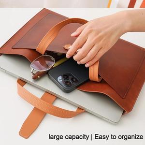 Porte-documents portable A4 en cuir PU avec poignée, grande capacité, pour le bureau et les voyages, dossier de classement professionnel pour les réunions - Product Image 4