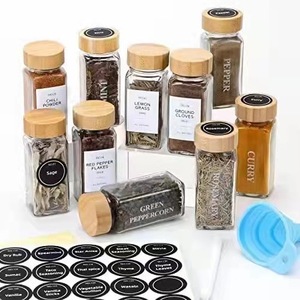 4oz di alta qualità vetro piccante contenitore di vetro trasparente <span class=keywords><strong>Set</strong></span> con etichette coperchi di bambù per pepe peperoncino in polvere - Product Image 2