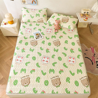 Ensemble de matelas en latex 3 pièces écologiques pour l'été avec motifs d'animaux floraux Drap de lit plat imperméable pour la maison et l'hôtel