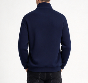 Sweat-shirt personnalisé pour homme à demi-zip, 80 % coton, 20 % polyester, polaire, broderie personnalisée, fermeture éclair 1/4 contrastée - Product Image 4