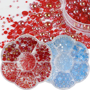 Autocollants pour ongles en perles colorées, demi-ronds, entièrement ronds, décorations en perles Aurora pour accessoires de manucure - Product Image 5