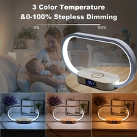 Trendy Smart Home Decor Multifunctionele Bedside Tafel Dimbare Nachtlampje Lamp Wekker Qi Universele Draadloze Oplader