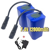 T1882011-5 asli, Pak baterai Li-ion silinder 7.4V 12800mAh 2S2P kendali jarak jauh memancing Model kapal umpan C18 H18 V007 T888