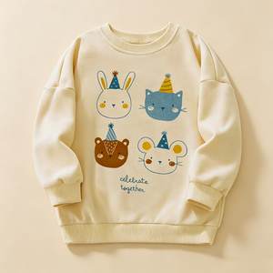 Elegante e Adorabile <span class=keywords><strong>Felpa</strong></span> con Motivi di Animali Cartoon, Collo Tondo, Maniche Lunghe, per Bambine, per Uso Quotidiano e Feste - Product Image 3