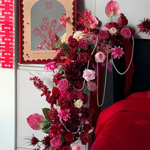 ผลิตภัณฑ์ตกแต่งงานแต่งงานดอกกุหลาบสีเกสร<span class=keywords><strong>ดอก</strong></span>ไม้ดอกไฮเดรนเยีย<span class=keywords><strong>ดอก</strong></span>ลิลลี่สีแดงดอกไม้ตกแต่งบ้าน - Product Image 3
