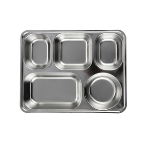 Best-seller boîte à lunch bento personnalisé en acier inoxydable rectangulaire à cinq compartiments pour cantine scolaire avec couvercle en métal - Product Image 6
