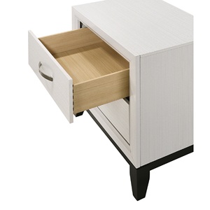 Contemporary 2 <b>Drawer</b> Nightstand White Finish Metal Handles Bedroom <b>Storage</b> Furniture - Product Image 2