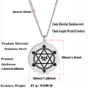 Collar con Colgante de Acero Inoxidable con el Hexagrama de Salomón, el Gran Sello de Azazel, Símbolo Espiritual de Demonio Ángel, Talismán de Brujería - Product Image 3