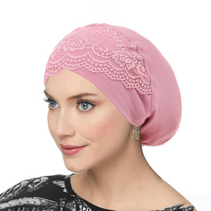 Sottohijab a Croce per la <span class=keywords><strong>Fronte</strong></span> con Pizzo, Turbante Musulmano, Sottohijab Islamico, Cappello Hijab Morbido ed Elastico, Copricapo Tubolare - Product Image 6