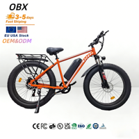 Vélo de montagne électrique à pneus larges OBX 1000W à double moteur, batterie au lithium 48V 15AH, double suspension, tout-terrain, aventure