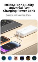 Batterie externe portable haute capacité 20000 mAh avec affichage LED, charge rapide 22,5 W QC PD, entrée Micro USB Type-C, compacte, pour utilisation en extérieur