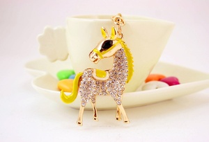 2026 Souvenirs Cute Rhinestone Embellished Colorful Little Horse Keychain Zinc Alloy Animal Accessory Bags and Keychains Model - Product Image 4