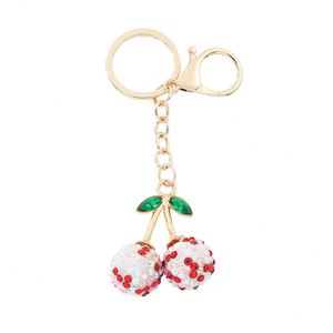 Creative Cute <b>Simulation</b> Fruit Alloy Rhinestone Cherry Keychain <b>Diamonds</b> Cherries Car Bag for Gift Decoration - Product Image 6
