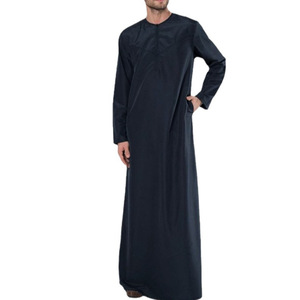 เสื้อผ้าอาหรับอาหรับดูไบสำหรับผู้ชายมุสลิมตะวันออกกลางใหม่สีทึบ - Product Image 5