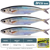 Leurre de pêche artificiel souple en plastique 14,5 cm 33,3 g sans plomb, inversé, sans hameçons pour la pêche en mer et en bateau