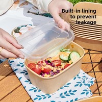 Boîtes à lunch jetables en papier kraft, boîtes de pique-nique, boîtes à lunch pour l'emballage des aliments et des fruits, boîtes en papier