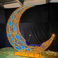 Decoración Gigante para Eid, Motivo de Luna y Estrella de Ramadán, Estructura Soldada en 3D para Centro Comercial