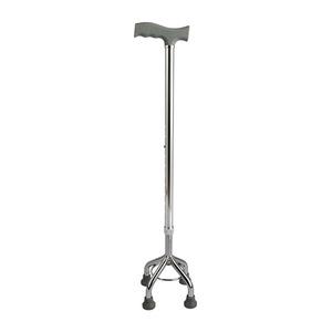 Béquilles médicales argentées à quatre pieds, réglables en hauteur (32 pouces), légères, avec poignée en caoutchouc, pour le soutien à la marche des personnes âgées - Product Image 4