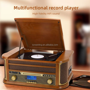 Tourne-disque vinyle vintage tout-en-un avec haut-parleurs, lecteur de <span class=keywords><strong>CD</strong></span>, lecteur de cassettes USB SD, phonographe, best-seller en Europe - Product Image 1