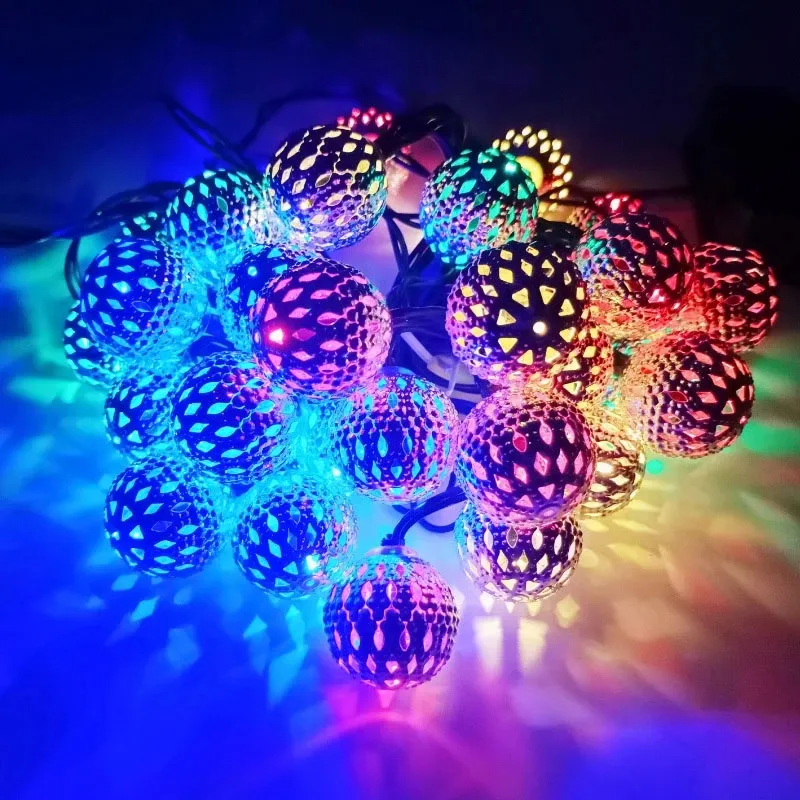 LED Morocco Ball Fairy Garland 3/6M Flashligtht String Light For New Year Christmas Wedding Navidad Home Decors Battery Operated