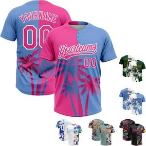 Maillot de softball personnalisé à deux boutons, manches courtes, t-shirt de baseball anti-humidité, vêtements d'équipe pour hommes, impression par sublimation - Product Image 1