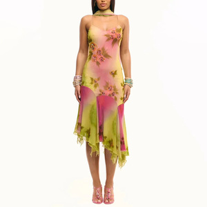 Elegante fuera del hombro Lentejuelas Irregular Vestido Mujer Moda Impreso Slim Fit Vestido largo Verano Sexy Sin mangas Vestido de fiesta hueco - Product Image 5