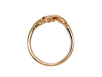 Bague ouverte en or 18 carats avec diamants naturels et pavé de diamants, motif double feuille, bijoux de luxe romantiques pour femme, collection Jardin de la Nature, joaillerie fine