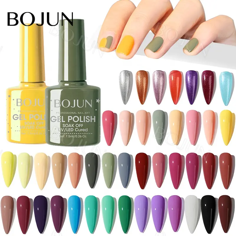 BOJUN Custom Private Label Gel polish OEM 96 Colors Glitter UV Gel Nail Polish For Nail Art