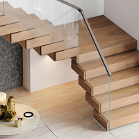 Marches d'escalier modernes en bois massif à monter soi-même, marches modulaires flottantes avec garde-corps pour projets résidentiels et commerciaux