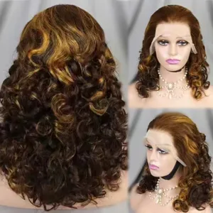 Letsfly Neuheiten Full Spring Curly Lace Frontal Perücken Dichte Großhandel Echthaar Farbige Perücken Kostenloser Versand