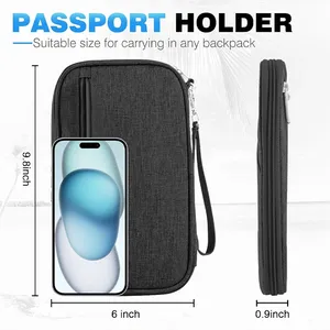 Porta Pasaportes Impermeable Premium con Bloqueo RFID, Organizador de Boletos de Viaje, Material de Poliéster, Estilo Minimalista, para Todas las Temporadas - Product Image 3