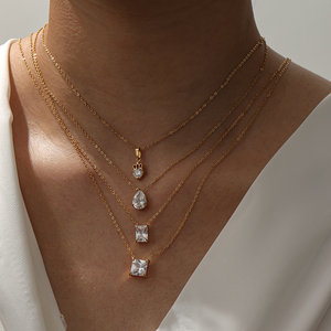 Nouvel Arrivage Collier Ras-du-<span class=keywords><strong>Cou</strong></span> Simple et Élégant avec Zircon Géométrique Scintillant en Forme <span class=keywords><strong>de</strong></span> Goutte d'Eau, Cœur et Carré, pour <span class=keywords><strong>Sublimation</strong></span>, Prix <span class=keywords><strong>de</strong></span> Gros Usine - Product Image 2