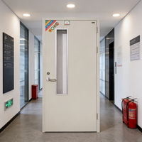 Puerta Cortafuego de Acero para Interiores con Diseño Minimalista para Hoteles, Cocinas y Supermercados - Hoja Única y Ventanas de Visión