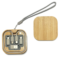 Kit de charge portable pour téléphone mobile 6 en 1, 60W, câble USB en paille de blé, ensemble de charge USB en bambou