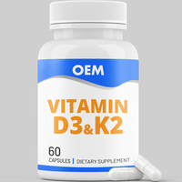Complément Alimentaire pour Adultes, Vitamine D3 & K2 2-en-1, Qualité Alimentaire Végétalienne, 60 Capsules, Marque Privée