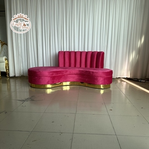 Barato, decoración moderna personalizada, terciopelo con mechones italianos, decoración de acero inoxidable, sala de estar, recepción de Hotel, sofá Loveseat - Product Image 4
