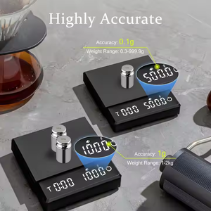 Nouveau Type 2000g 0.1g Mini balance à café balance personnelle de poche avec minuterie minuterie numérique électronique balance à café <span class=keywords><strong>expresso</strong></span> - Product Image 2
